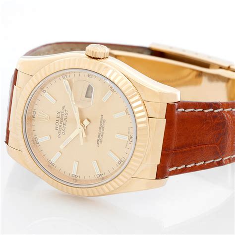 mens leather band rolex for sale